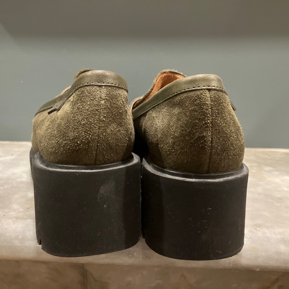 Camper Olive Green Suede Platform Loafers size 40 - Picture 4 of 6